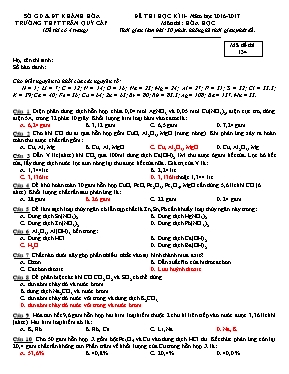 Bộ đề thi học kỳ II môn Hóa học Lớp 12 - Năm học 2016-2017 - Trường THPT Trần Quý Cáp